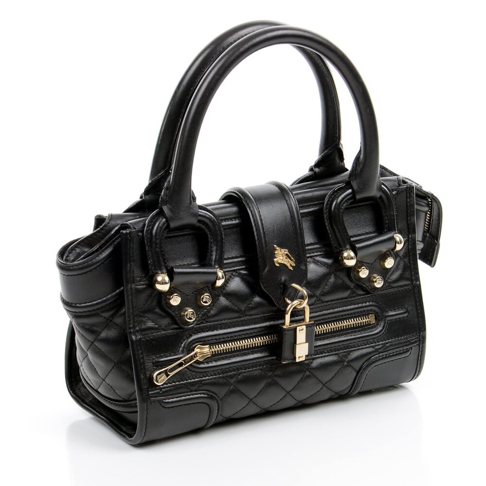 Burberry Diamond Quilted Manor Satchel Handbag